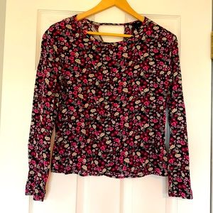 Black Floral Long Sleeve Top